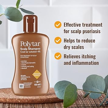 Polytar Scalp Shampoo For Scalp Conditions Reduces Itching Inflammation and Scales Shampoo Treats Psoriasis Seborrhoeic Dermatitis Eczema and Dandruff Contains Coal Tar Solution 1 x 150ml - Image 3