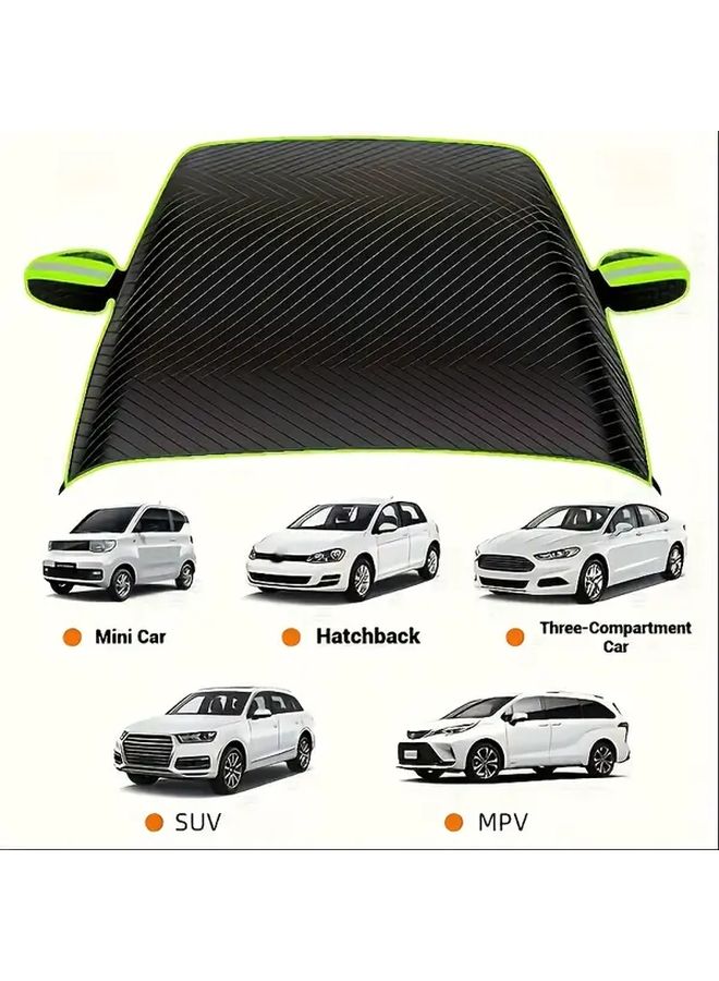 Black Green Durable Oxford Cloth Windshield Cover UV Protection Snow Shield Winter Car Accessory Easy Install - Image 5