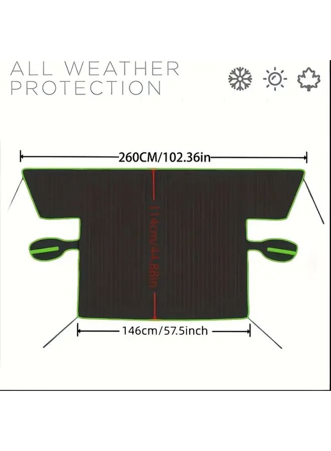 Black Green Durable Oxford Cloth Windshield Cover UV Protection Snow Shield Winter Car Accessory Easy Install - Image 3