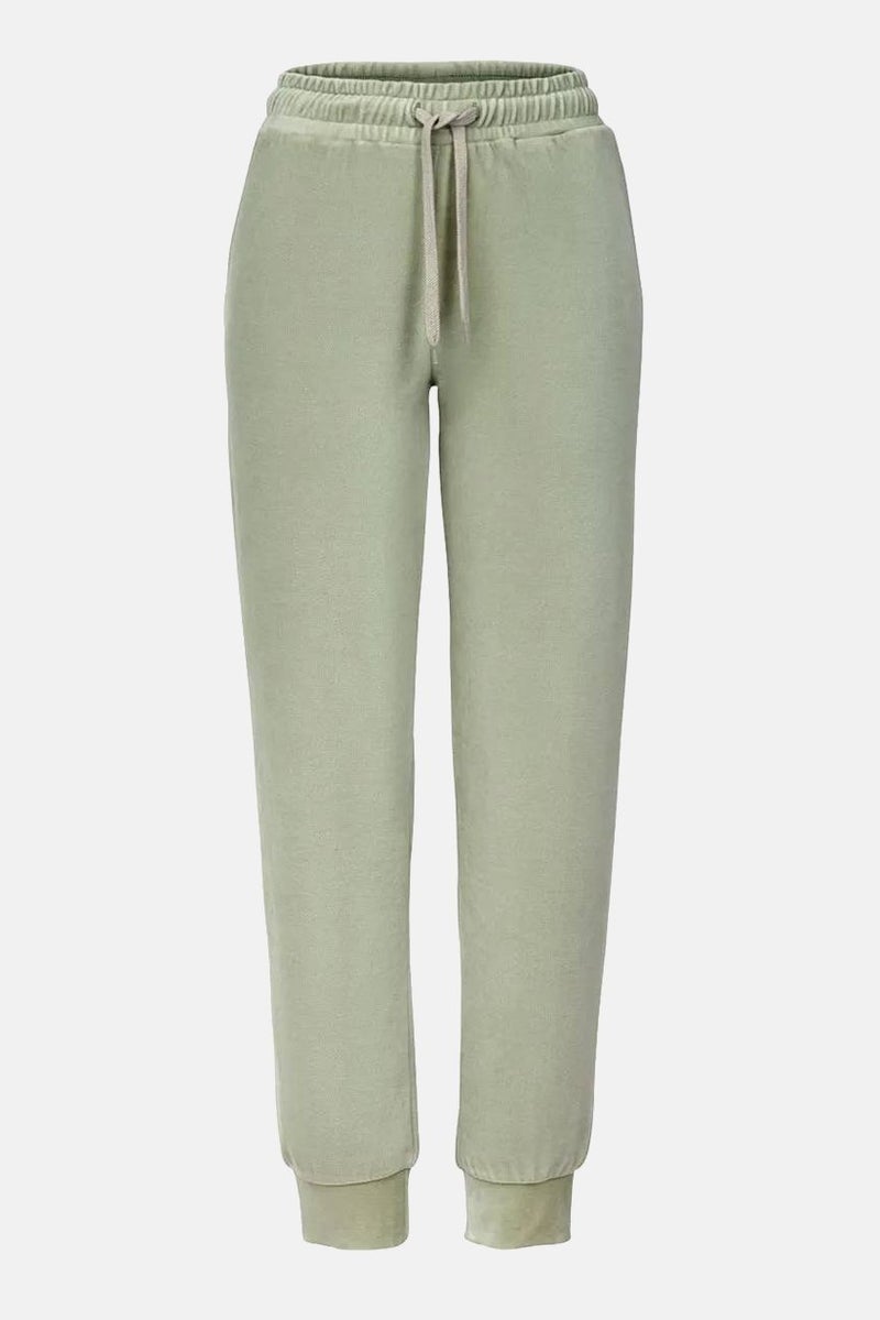 Tchibo Women Drawstring Fleece Pajama, Light Olive - Image 3