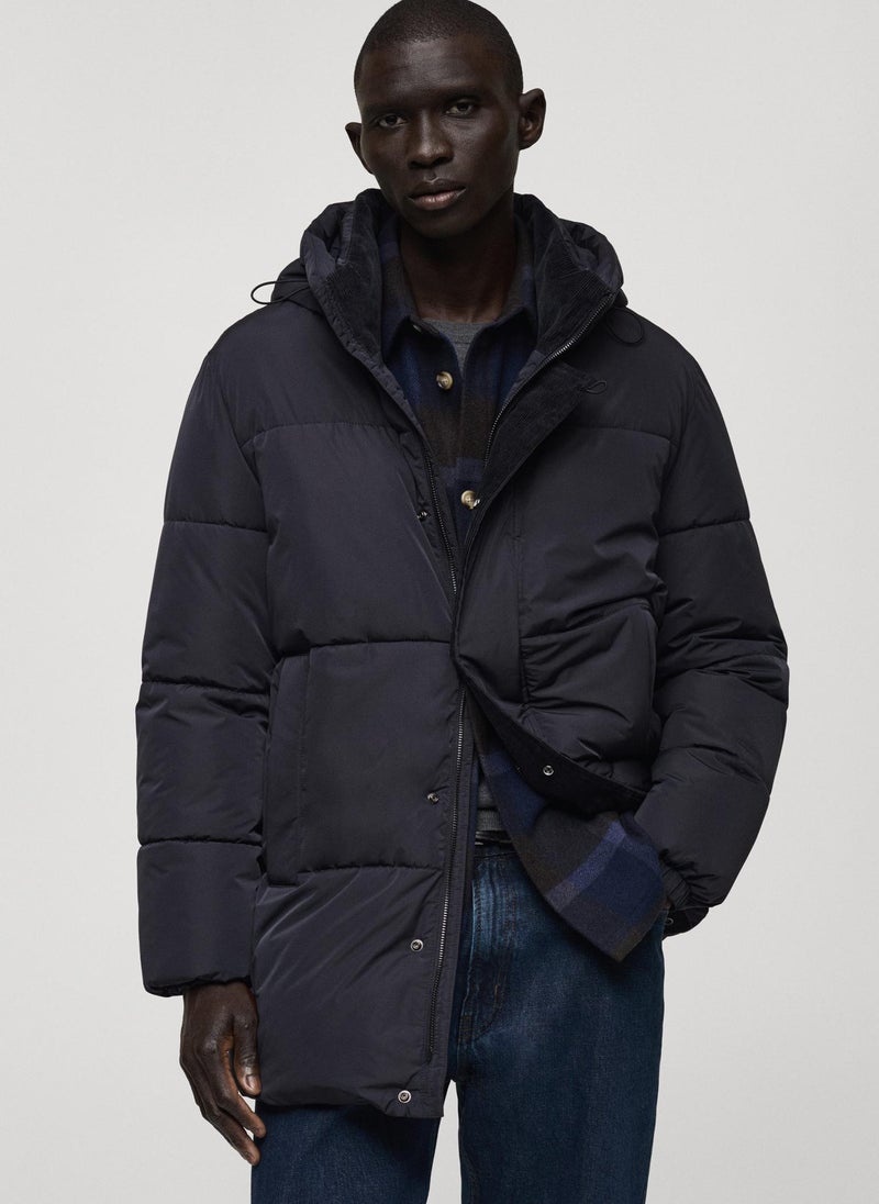 Mango Man Water-Repellent Hooded Quilted Jacket  - Image 1