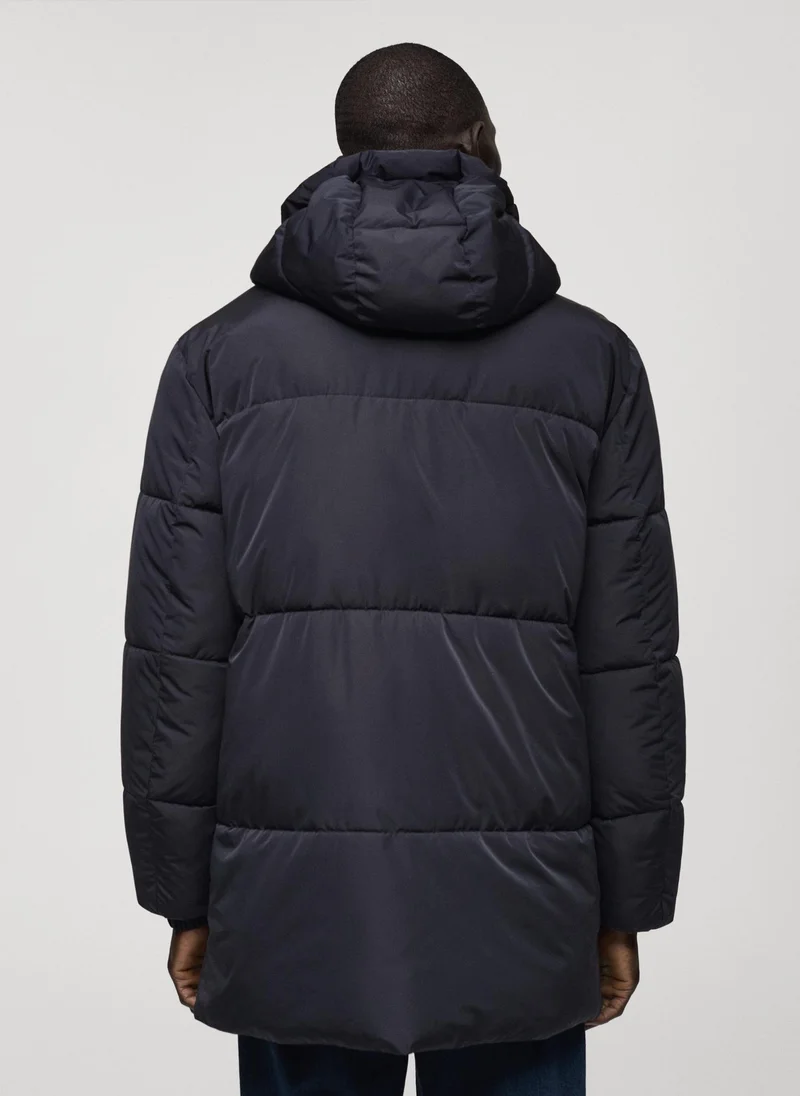 Mango Man Water-Repellent Hooded Quilted Jacket