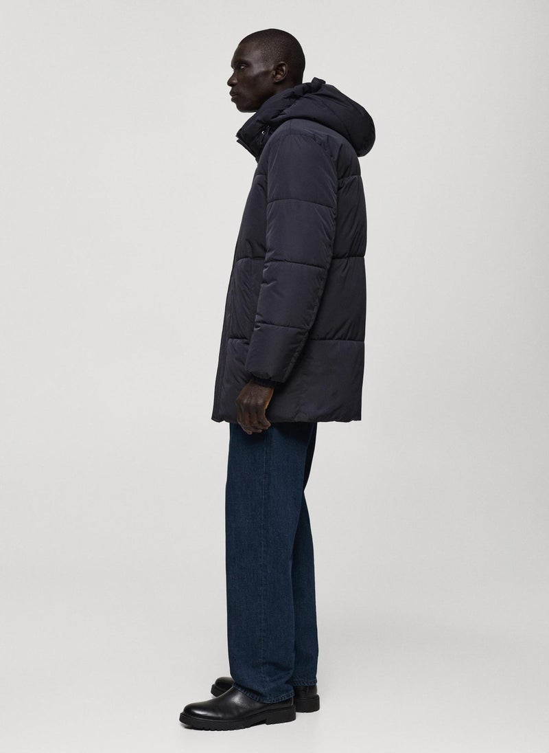 Mango Man Water-Repellent Hooded Quilted Jacket  - Image 4