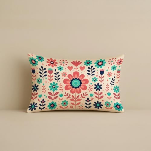 STITCHNEST Folk Art Satin Cushion Covers Peacock & Botanical Motif, 12x18 Inches, Decorative Set for Living Room (Pack of 2) - Image 4