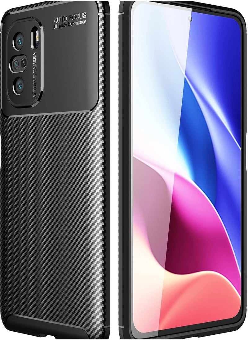 Silicone Case cover shock-resistant Design 1 camera protection compatible with poco f3 (Black)