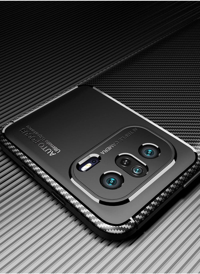 Silicone Case cover shock-resistant Design 1 camera protection compatible with poco f3 (Black)