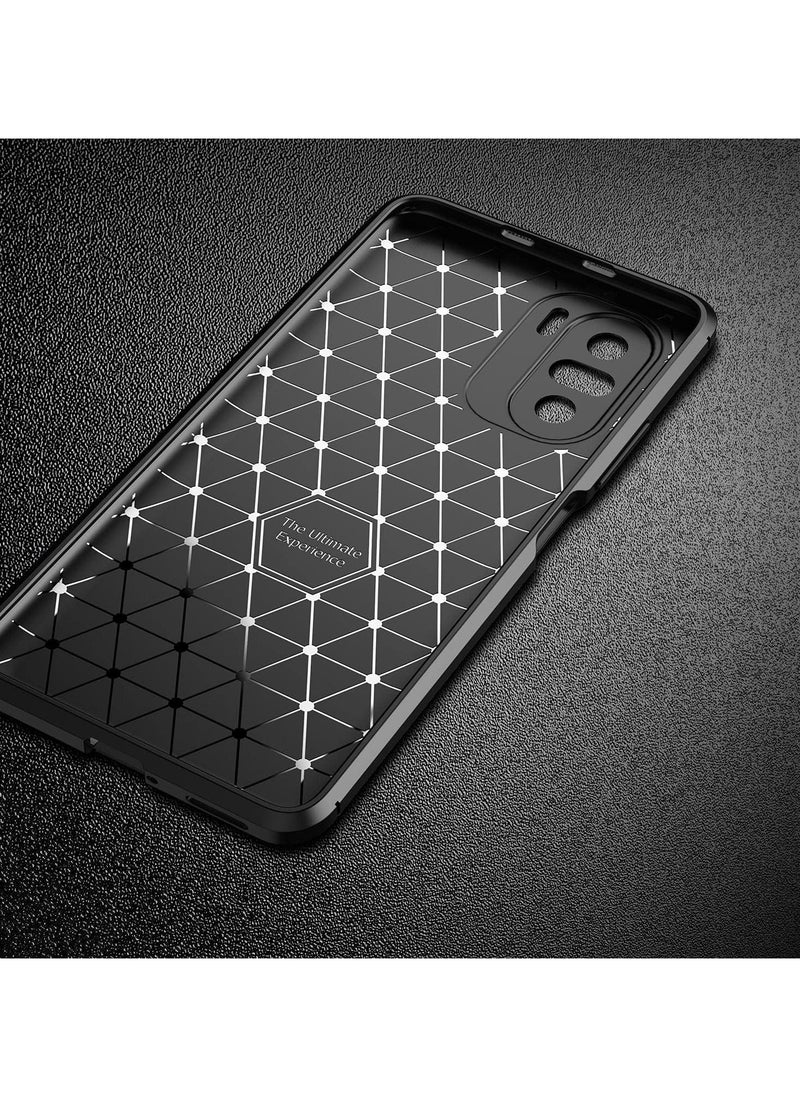 Silicone Case cover shock-resistant Design 1 camera protection compatible with poco f3 (Black)