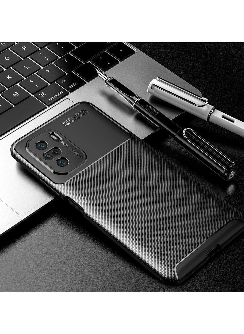 Silicone Case cover shock-resistant Design 1 camera protection compatible with poco f3 (Black)