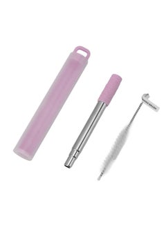 Thoraya Collapsible Stainless Steel Drinking Straw Reusable Metal Straw with Cleaning Brush for Travel Work Purple  - Image 1