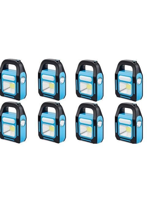 8 Pack 3 in 1 USB Rechargeable COB LED Solar Light for Camping, Device Charging, Waterproof Emergency LED Light