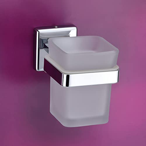 KANJAL Tumbler Holder Stand Bathroom Glass Toothbrush Holders Tumbler Stand Toothpaste Tumbler Holders for Bathroom Accessories Toothbrush Stand LX27N(304 Stainless Steel,Frosted Glass) - Image 1