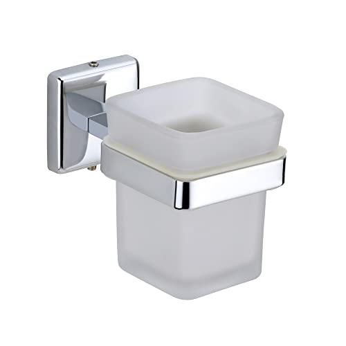 KANJAL Tumbler Holder Stand Bathroom Glass Toothbrush Holders Tumbler Stand Toothpaste Tumbler Holders for Bathroom Accessories Toothbrush Stand LX27N(304 Stainless Steel,Frosted Glass) - Image 3