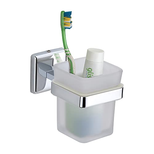 KANJAL Tumbler Holder Stand Bathroom Glass Toothbrush Holders Tumbler Stand Toothpaste Tumbler Holders for Bathroom Accessories Toothbrush Stand LX27N(304 Stainless Steel,Frosted Glass) - Image 4