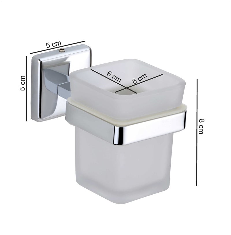 KANJAL Tumbler Holder Stand Bathroom Glass Toothbrush Holders Tumbler Stand Toothpaste Tumbler Holders for Bathroom Accessories Toothbrush Stand LX27N(304 Stainless Steel,Frosted Glass) - Image 2