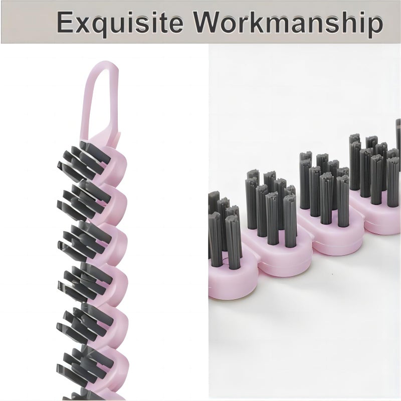 POPGIO Crevice Cleaning Brush Hard Bristle Grout Brush Scrub Brush Toilet Brush Cleaning Tools Cleaning Supplies for Household Use Bathroom Kitchen 3 Pcs (Black&Pink) - Image 3