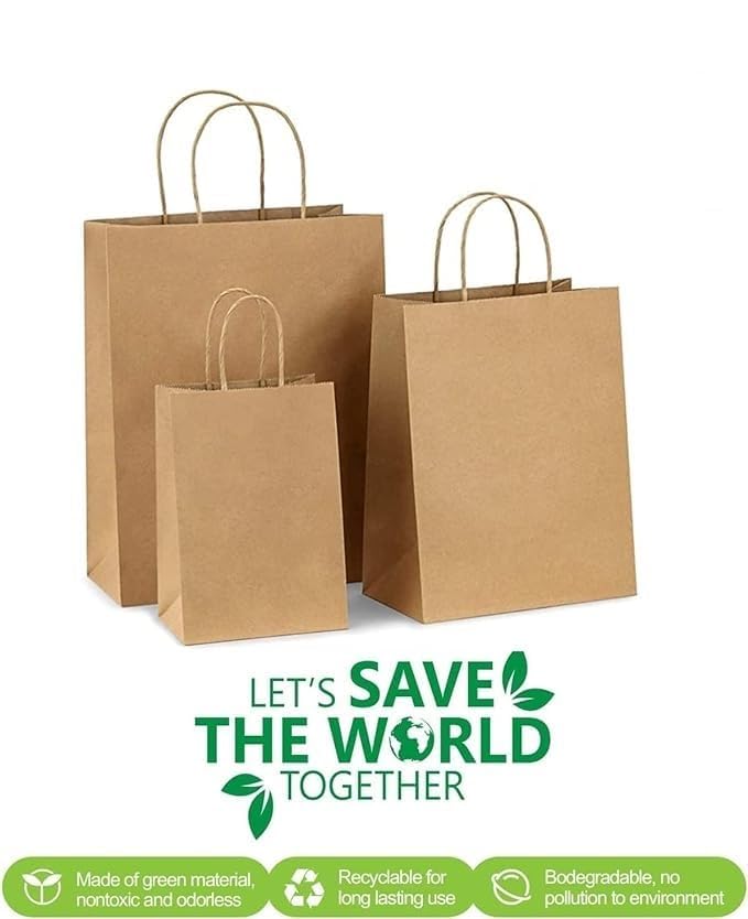 Khaana Packaging Gift Bags Paper Gift Bags Medium Size Brown Paper Bags with Handles Bulk Wedding Party Favor Bags Kraft Grocery Shopping Bags Retail Merchandise Bags 13x10x11 INCH PACK OF 50PCS - Image 5