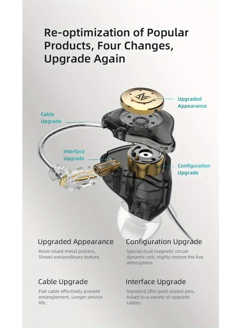 KZ EDX PRO Earphones, KZ in Ear Monitors, HiFi Gaming Earbuds with New 1DD 10mm Dynamic Driver, Bass Sound Wired Earbuds, IEM Earbuds with Detachable Cable for Music Gaming Video (Clear, with mic) - Image 5