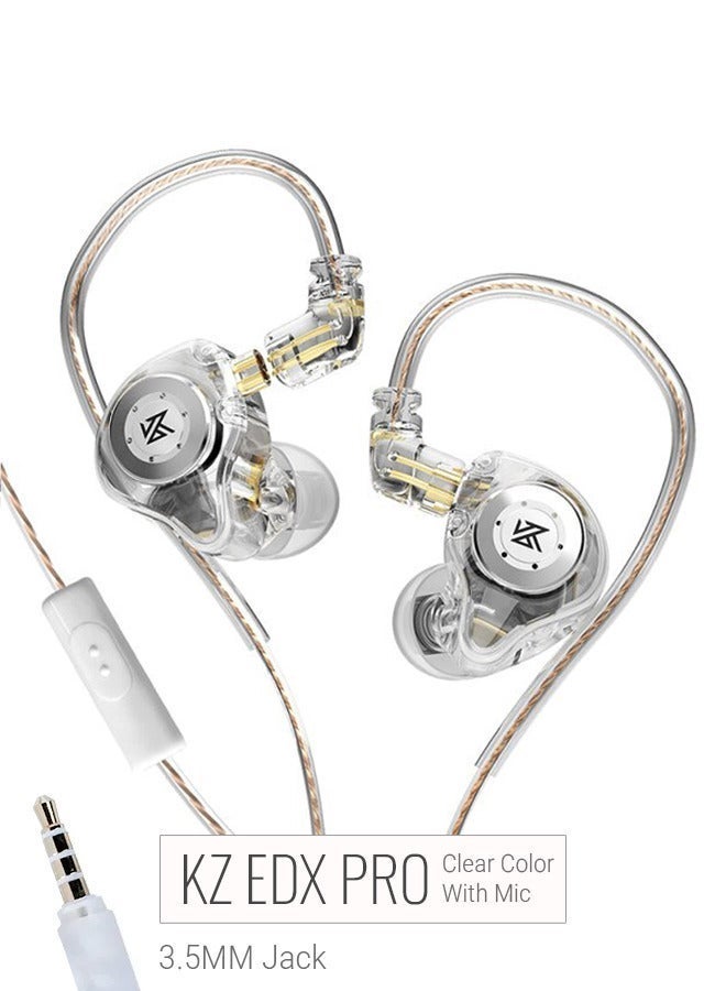 KZ EDX PRO Earphones, KZ in Ear Monitors, HiFi Gaming Earbuds with New 1DD 10mm Dynamic Driver, Bass Sound Wired Earbuds, IEM Earbuds with Detachable Cable for Music Gaming Video (Clear, with mic) - Image 1