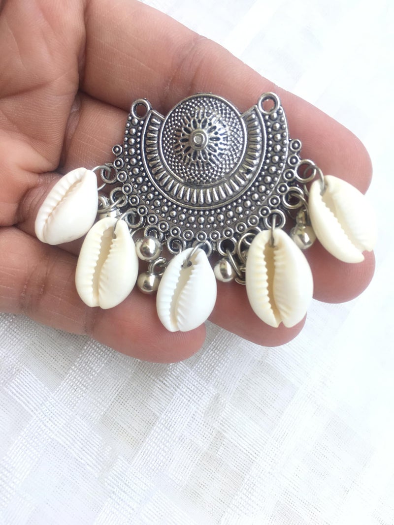DaSync SYNC offwhite shell long buttons for kurtis silver oxidised buttons latkan clothes beads kurta pearl hanging women girl imitation long latkan sewing dress lehenga tassel decoration fringe fancy stylish diy craft - Image 2