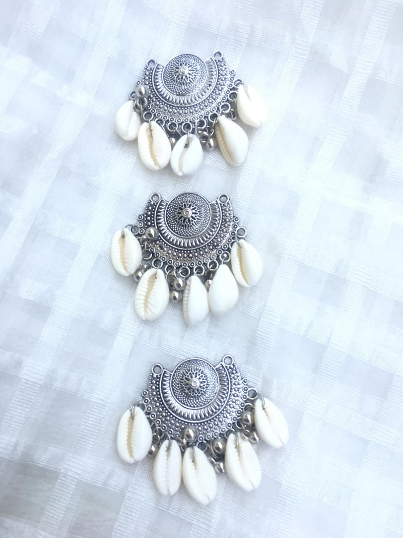 DaSync SYNC offwhite shell long buttons for kurtis silver oxidised buttons latkan clothes beads kurta pearl hanging women girl imitation long latkan sewing dress lehenga tassel decoration fringe fancy stylish diy craft - Image 1