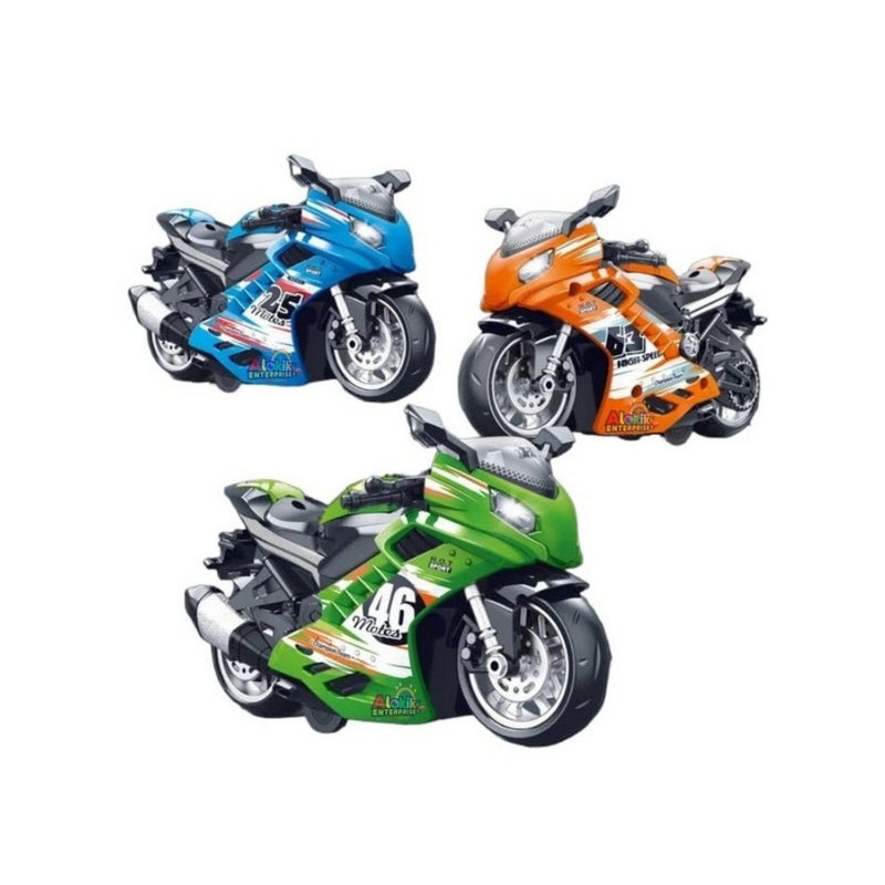 Alokik Enterprise Motorcycle Toy Pull Back Motorcycle Toys, Tiny Gift With Music Lighting, Latte Motorcycles Toy For Boys Best Birthday Gift?Pack Of 1?, Assorted - Image 1