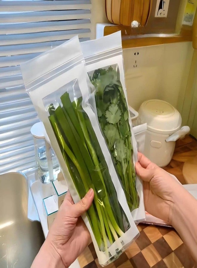 SUNBEET 15 Pcs Ziplock Plastic Bag Food Storage Bag, Plastic Zip Lock Reusable Slider Zipper Food Vegetable Storage Bags Re Usable,Washable, Transparent Gusset Bag - Image 3