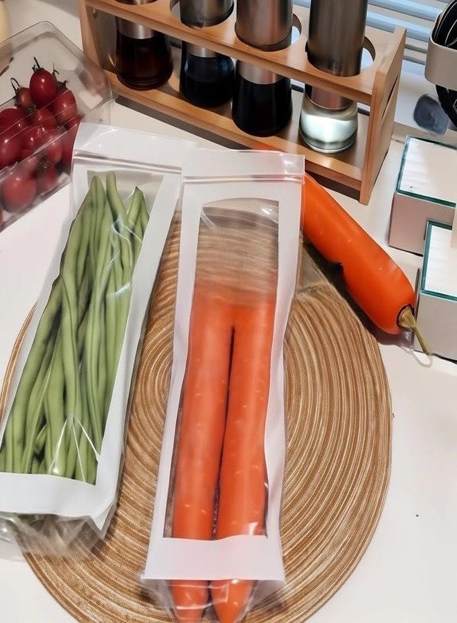 SUNBEET 15 Pcs Ziplock Plastic Bag Food Storage Bag, Plastic Zip Lock Reusable Slider Zipper Food Vegetable Storage Bags Re Usable,Washable, Transparent Gusset Bag - Image 4