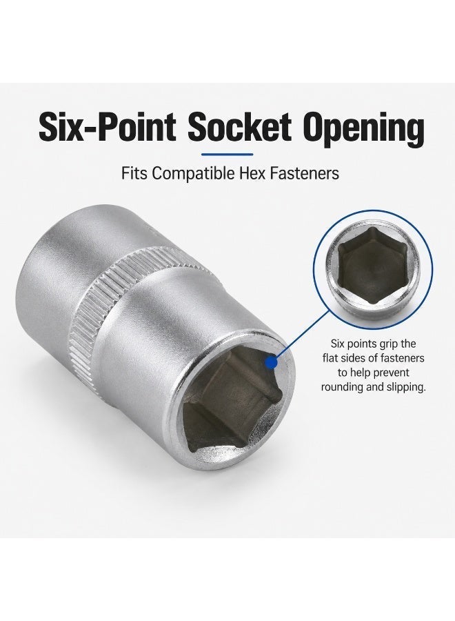 13mm Small 6 Point Metric Socket, 1/2 Inch Square Drive Chrome Vanadium Steel Socket Wrench for Ratchet, Breaker Bar, Automotive Repair and Workshop Use - Image 4