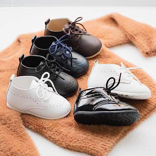 Meckior Infant Baby Boys Girls Classic PU Leather Wedding Loafers Brogue Toddler Oxford Dress Shoes First Steps Walking Flat Lazy Crib Shoe - Image 2
