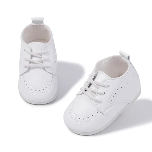 Meckior Infant Baby Boys Girls Classic PU Leather Wedding Loafers Brogue Toddler Oxford Dress Shoes First Steps Walking Flat Lazy Crib Shoe - Image 1