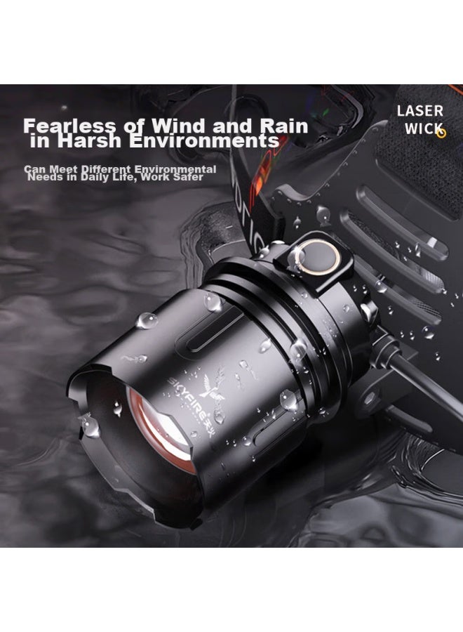 Skyfire Headlamp, High-intensity Rechargeable Ultra-bright Head-mounted Flashlight, Specially Designed For Fishing, Motion Sensor, Long Battery Life - Image 4