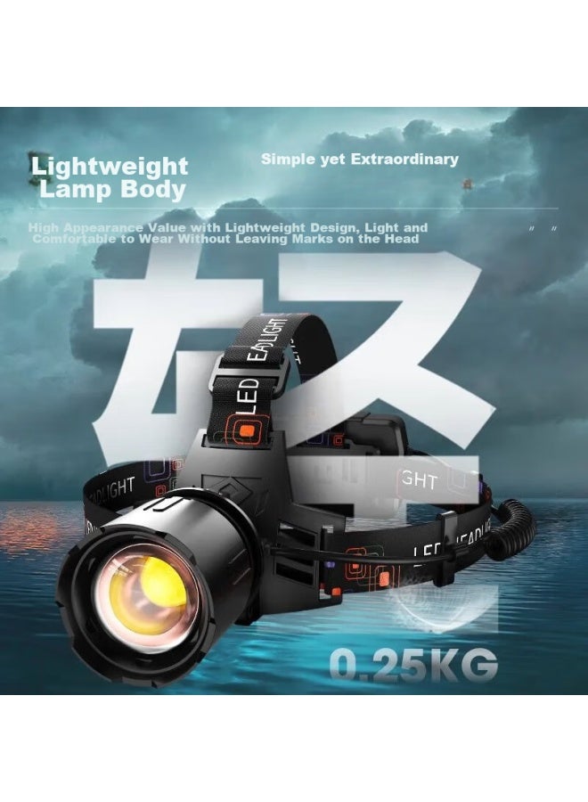 Skyfire Headlamp, High-intensity Rechargeable Ultra-bright Head-mounted Flashlight, Specially Designed For Fishing, Motion Sensor, Long Battery Life - Image 2