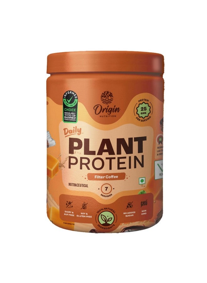 Origin Nutrition 100% Natural Plant Protein Powder,Easy to Digest Filter Coffee Flavour with 25g Plant Based Protein,Gluten Free,Dairy Free,No Added Sugar,Soy Free,Non -GMO, Jain,7 Servings,284g - Image 1