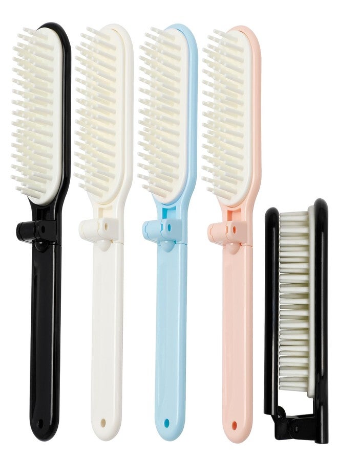 Dephnes 4 Pieces Folding Hair Brush Travel Foldable Hair Brush Portable Hair Combs Pocket Size Mini Hair Brush for Women Men Family Travel School Gym Bag Purse - Image 1
