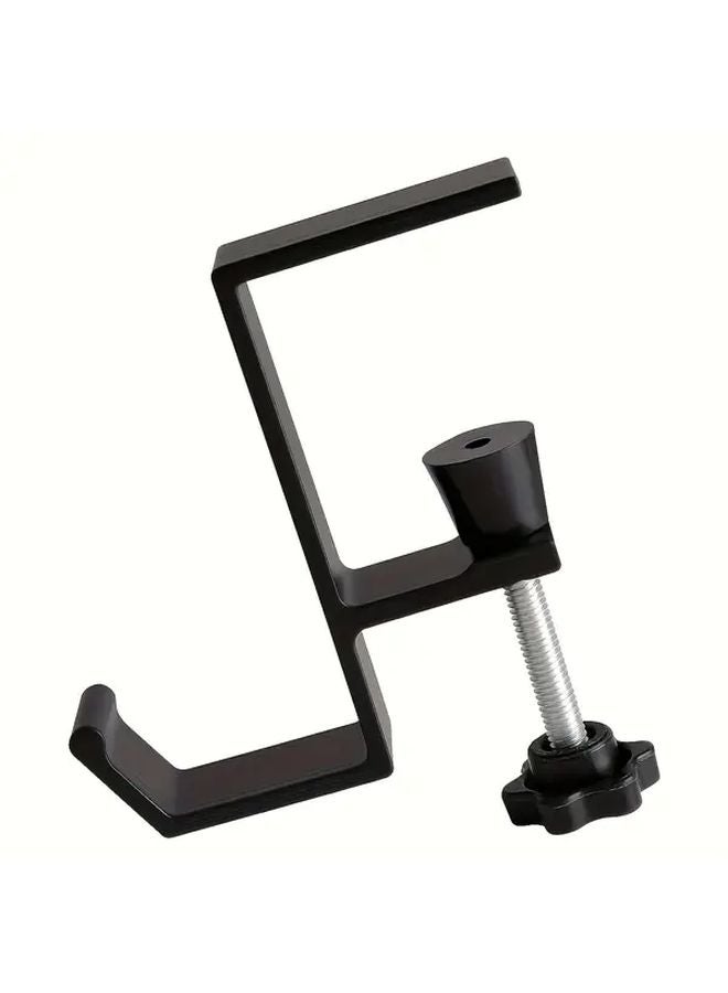 Black Adjustable Desktop Hook Headphone Stand with Arm for Bags and Wallets - Image 1