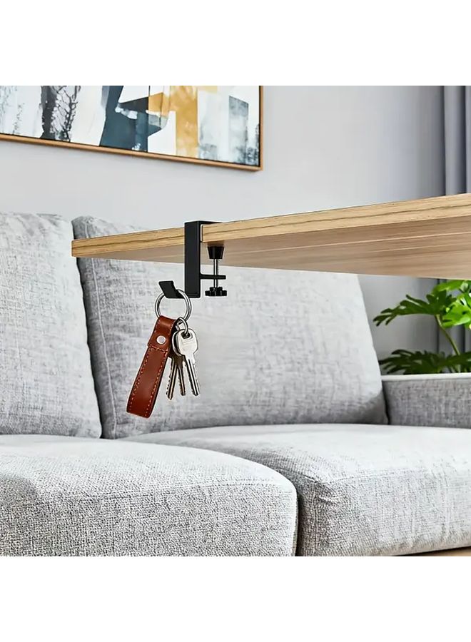 Black Adjustable Desktop Hook Headphone Stand with Arm for Bags and Wallets - Image 3