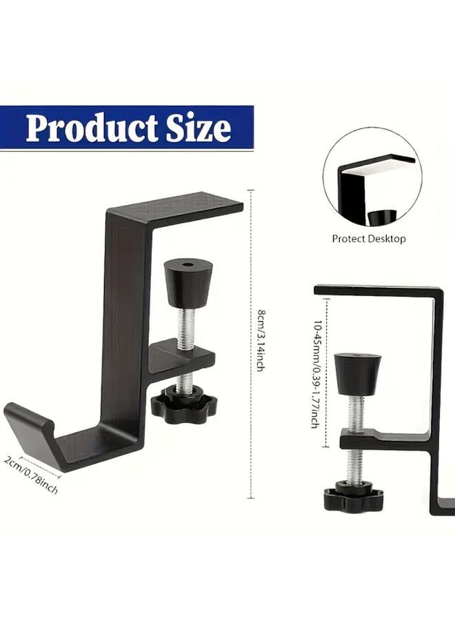 Black Adjustable Desktop Hook Headphone Stand with Arm for Bags and Wallets - Image 4