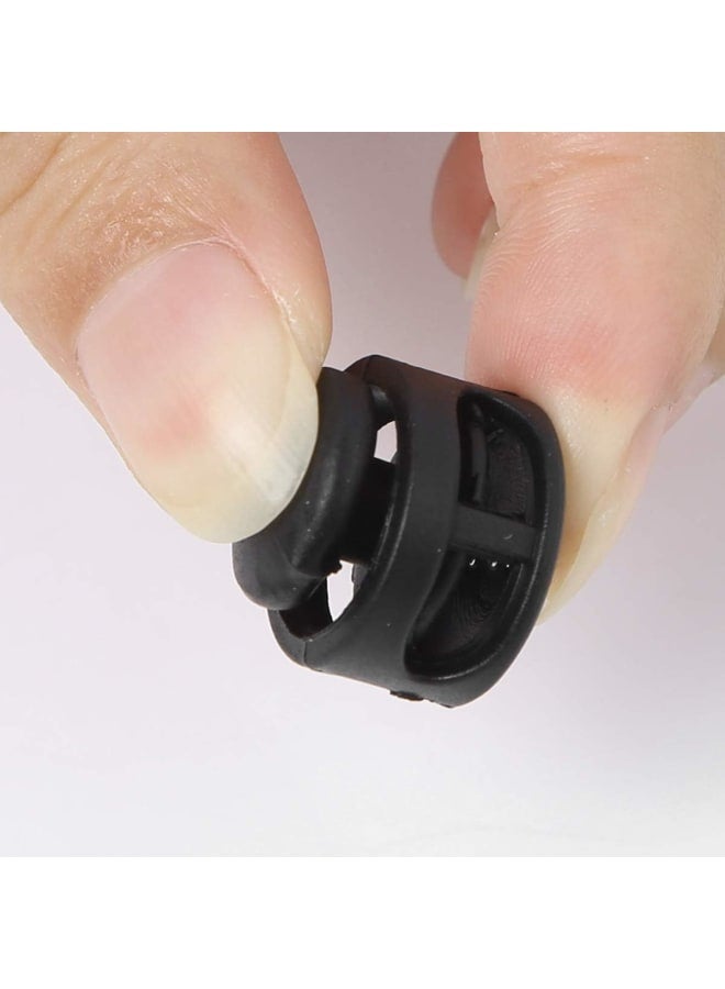 inhzoy 50 Spring Cord Locks Double Holes Cord Ends Sliding Fastener Toggle Stopper for Hoodies Drawstrings,Back Cords,Sportswear Black One Size - Image 5