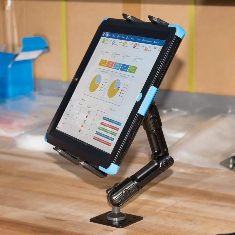 Arkon Heavy-Duty Tablet Holder - Adjustable Arm with Drill Base Mount for Cars, Dashboards, Walls, Desks, Trucks, Vehicles, Tabletops - Professional Flexible Stand for Apple iPad & Android Tablets - Image 2