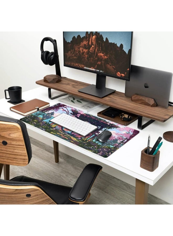 Pink Japan Desk Pad Anime Gaming Green Mouse Pad Large Mouse Pad For Desk Computer Pc Laptop Office Decor For Women, Anime Mouse Keyboard Pad Stitched Edges Non-Slip Rubber Mat Desk Pad (70x30cm) - Image 2