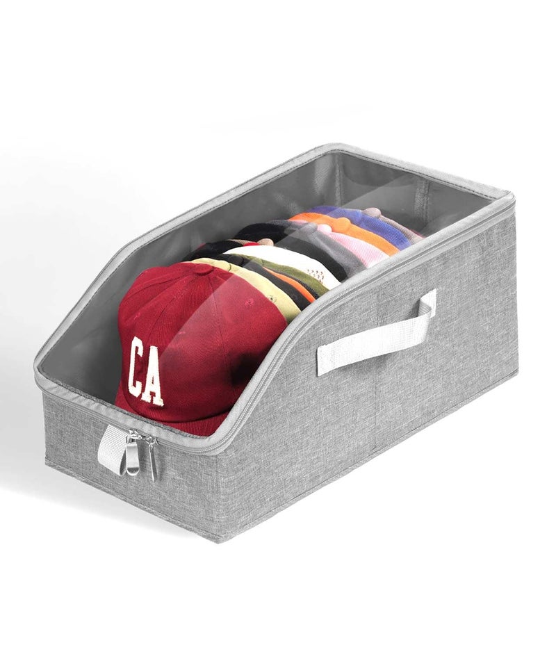 Livelab Hat Organizer for Baseball Caps, Hat Storage Holder Container for Closet Hold Up to 12 Caps with Clear Window, Hat Boxes for Home Storage | 1Pcs Grey - Image 3