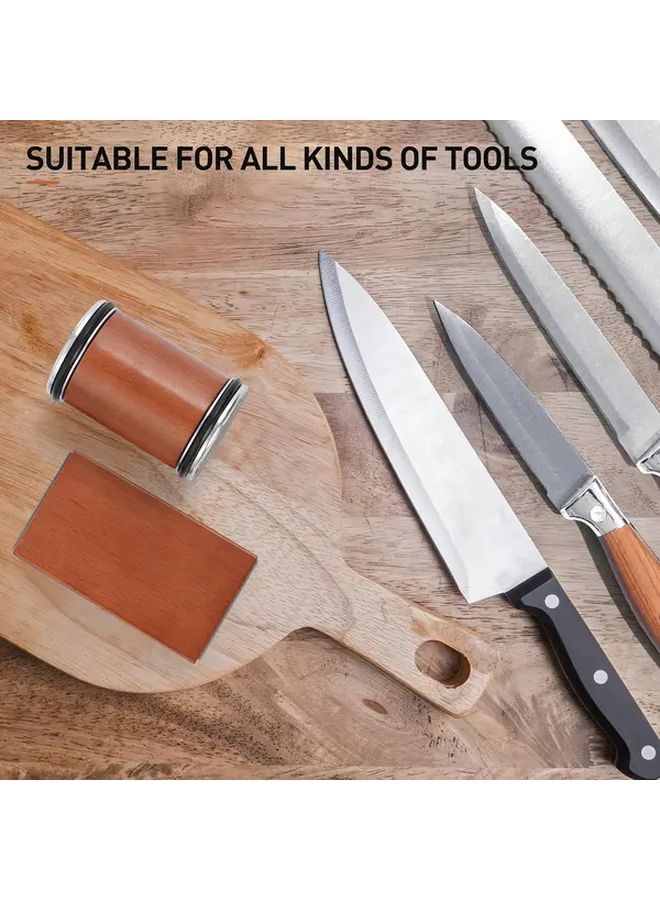 Rolling Knife Sharpener Tool Wooden Grain Chestnut Kitchen Knife Sharpening Stone Set Diamond and Ceramic Stone for Steel Any Hardness Dual Grinding Angles 15 Degree 20 Degree - Image 2