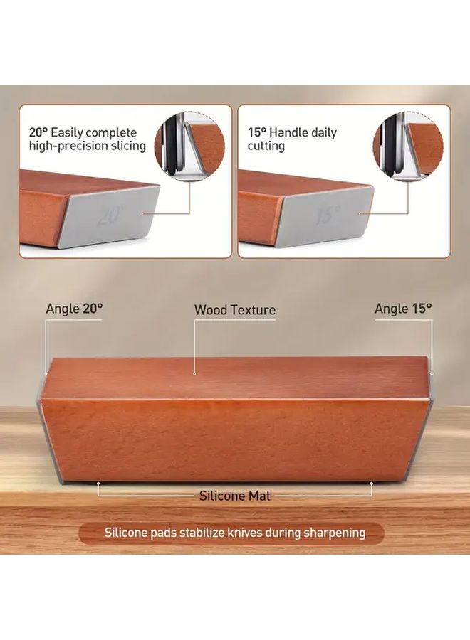 Rolling Knife Sharpener Tool Wooden Grain Chestnut Kitchen Knife Sharpening Stone Set Diamond and Ceramic Stone for Steel Any Hardness Dual Grinding Angles 15 Degree 20 Degree - Image 5
