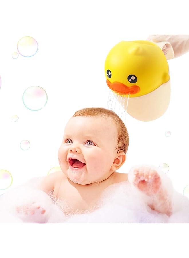 ELECDON Baby Bath Cup Kid Bath Rinse Cup Cartoon Duck Shampoo Rinse Cup Newborn Bath Shower Washing Head Water Scoop Bathroom Accessories For Baby Tub (Yellow) - Image 1