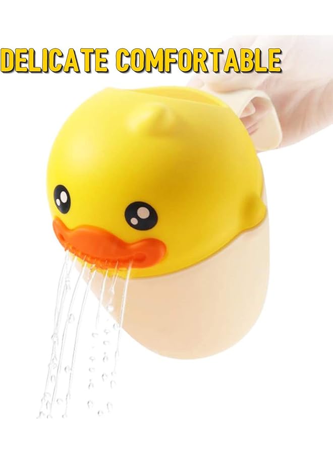 ELECDON Baby Bath Cup Kid Bath Rinse Cup Cartoon Duck Shampoo Rinse Cup Newborn Bath Shower Washing Head Water Scoop Bathroom Accessories For Baby Tub (Yellow) - Image 4