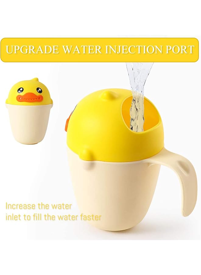 ELECDON Baby Bath Cup Kid Bath Rinse Cup Cartoon Duck Shampoo Rinse Cup Newborn Bath Shower Washing Head Water Scoop Bathroom Accessories For Baby Tub (Yellow) - Image 3