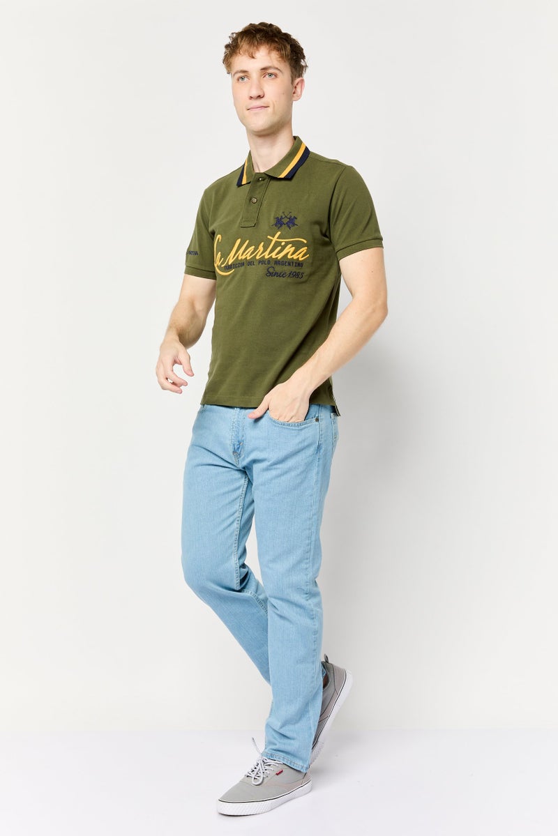 La Martina Men Regular Fit Embroidered Short Sleeves Polo Shirt, Olive  - Image 2