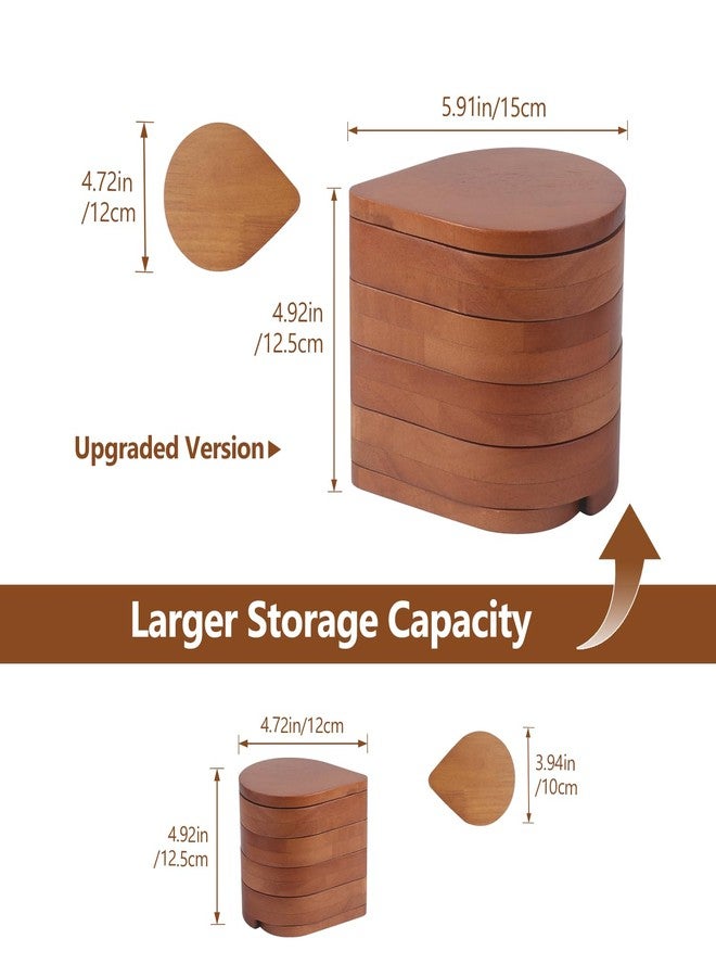 JSVER Wooden Jewelry Organizer Portable Jewelry Box, 4-Layer Rotatable Jewelry Holder With Lid For Rings, Necklaces, Earrings, Bracelets, Small Jewelry Organizer, Earring Holder for Women - Image 4