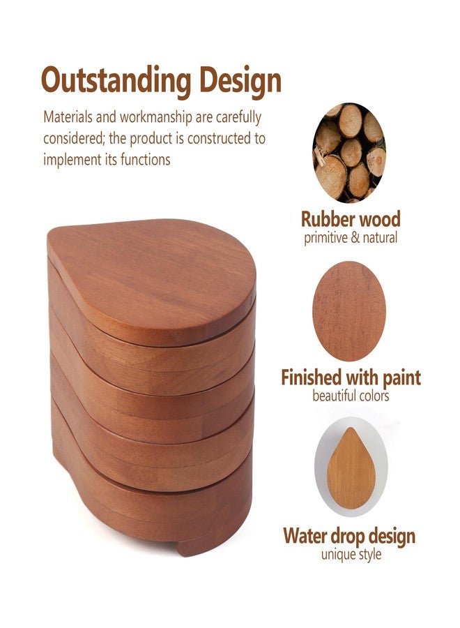 JSVER Wooden Jewelry Organizer Portable Jewelry Box, 4-Layer Rotatable Jewelry Holder With Lid For Rings, Necklaces, Earrings, Bracelets, Small Jewelry Organizer, Earring Holder for Women - Image 2