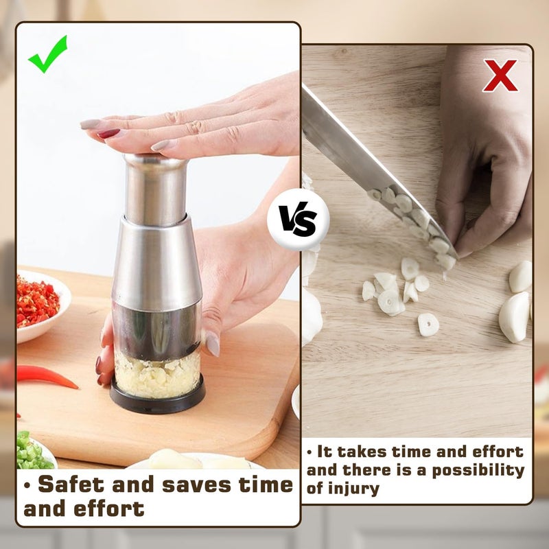 Suicune Manual Food Chopper Onion Chopper Hand for Vegetables Stainless Steel Onion Press Chopper Hand Vegetable Chopper for Veggies Onions Garlic Nuts Salads - Image 3